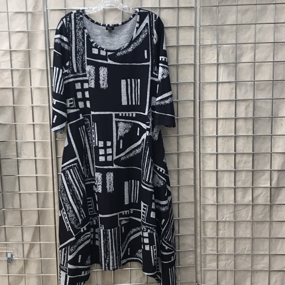 Modern Asymmetrical Black and White Dress